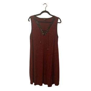 Love and Legend Red Sweater Dress with Faux Leather Trim